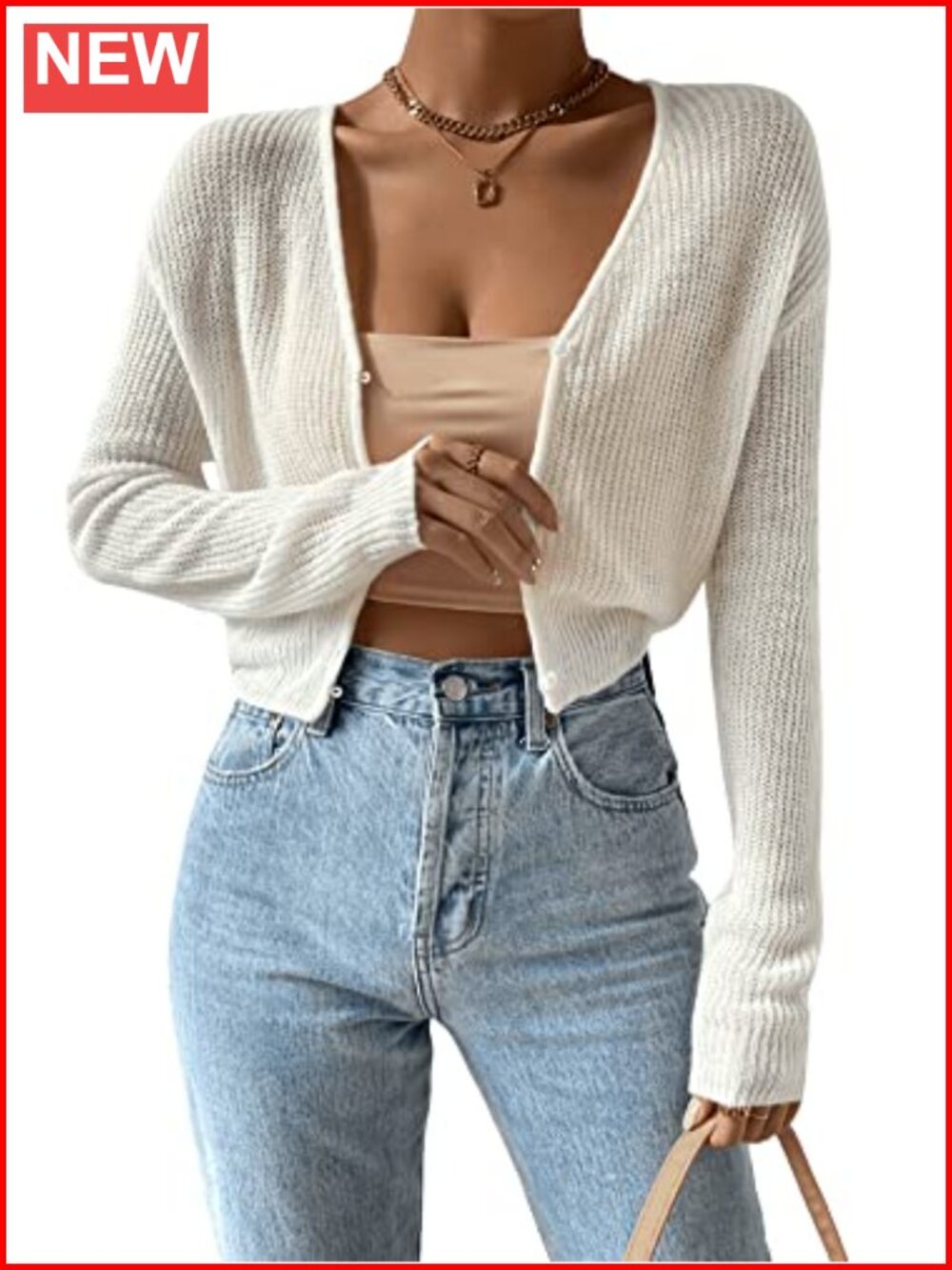 Drop Shoulder Long Sleeve Button Up Knit Cardigan Sweater